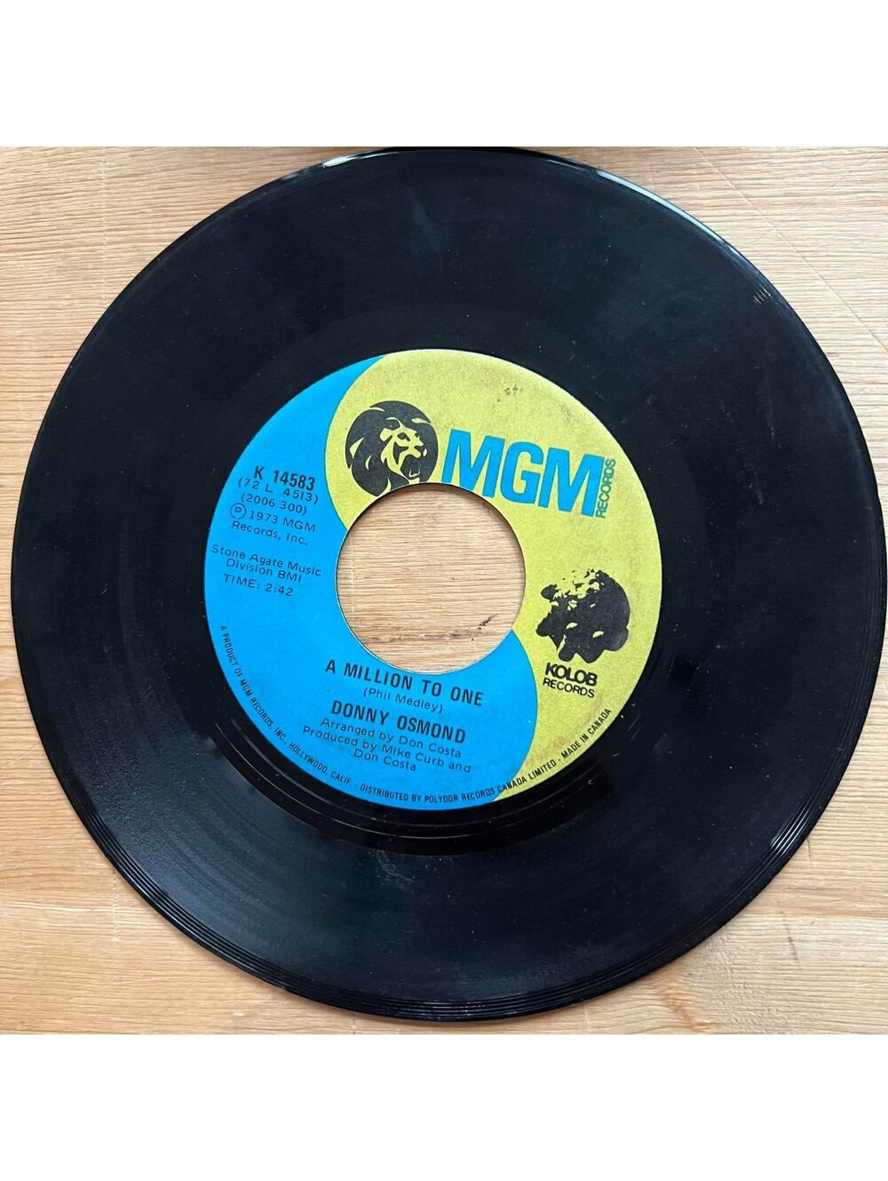 Donny Osmond - A Million to One/Young Love 45rpm VG+ R13